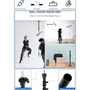 Selens Meking Photography Studio Wall Ceiling Mount Boom Arm 22" 1/4" 3/8"